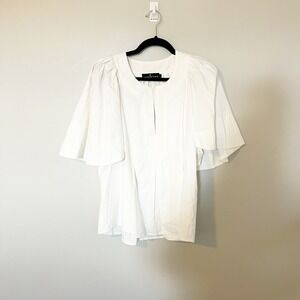 Pomander Place Top Womens medium Finley Flutter Sleeve White Blouse‎